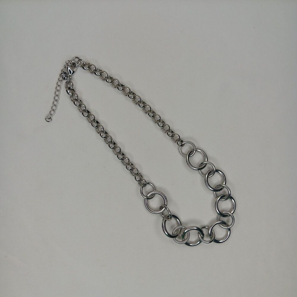 Banana Republic Silver Tone Loop Statement Neckla… - image 1
